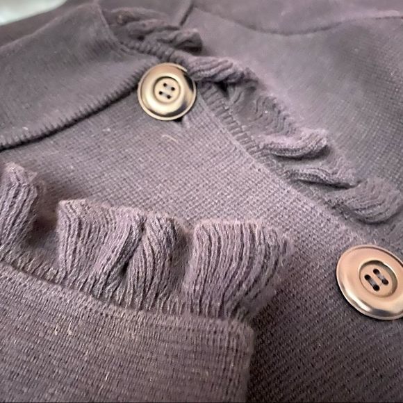 vtg•j crew 100% cotton ruffle sweater jacket - Picture 8 of 9